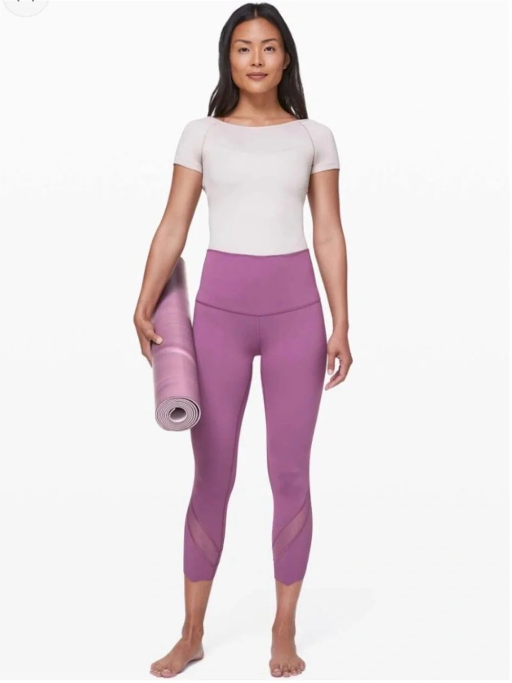 Lululemon Wunder Under Crop II Hi-Rise Scallop 24” Leggings, Plum Size 6